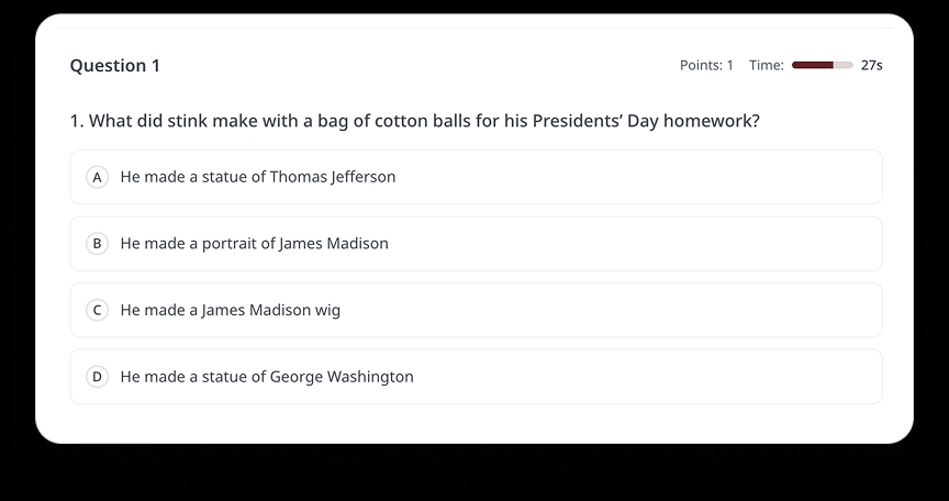Novel Quiz Interface
